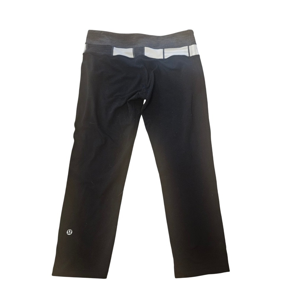 Lululemon Reversible Black Cropped Yoga Pants Foldover Waist Size 6‎